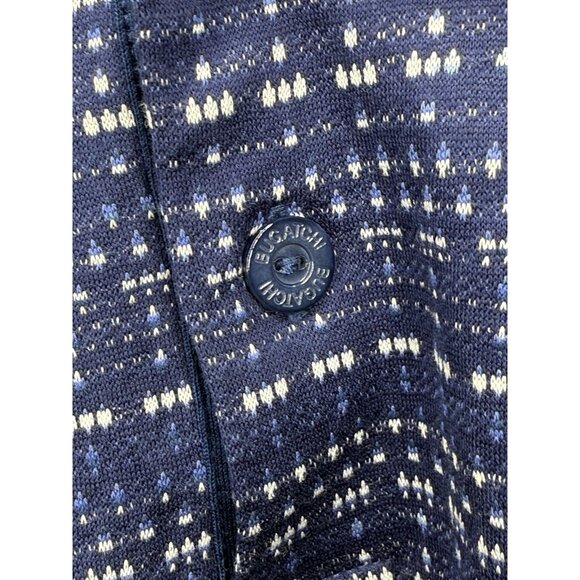 Bugatchi Men's L Blue Textured Geometric Mercerized Cotton Knit SS Polo Shirt - Picture 3 of 6